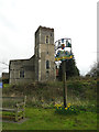 Burstall village sign and church