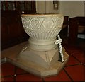 TQ0198 : Side view of "Aylesbury" Font in St Michael's, Chenies by Rob Farrow