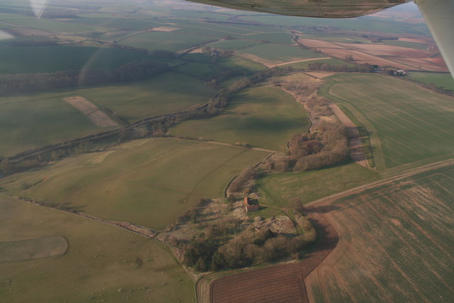 Tealby: Manor Farm, Papermill Lane, River Rase: aerial 2015