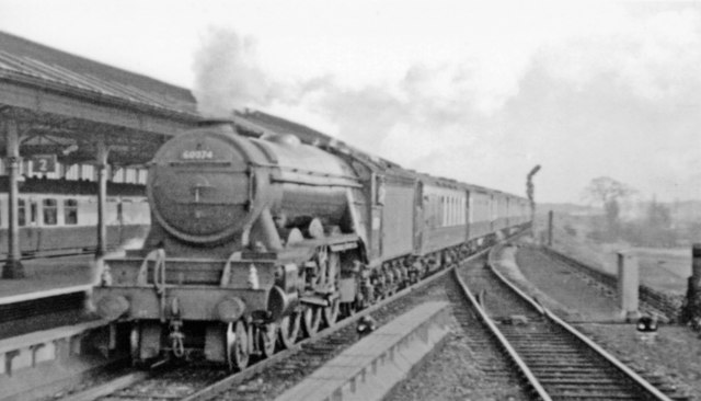 Down 'Queen of Scots' Pullman express passing Northallerton, 1955