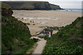 Steps down to Mawgan Porth Beach