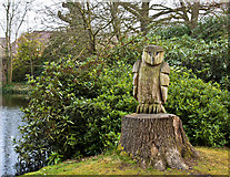SJ6385 : A carved owl at Grappenhall Heys Walled Garden by Ian Greig