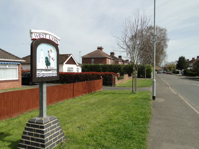 West Lynn village sign in St. Peter's Road