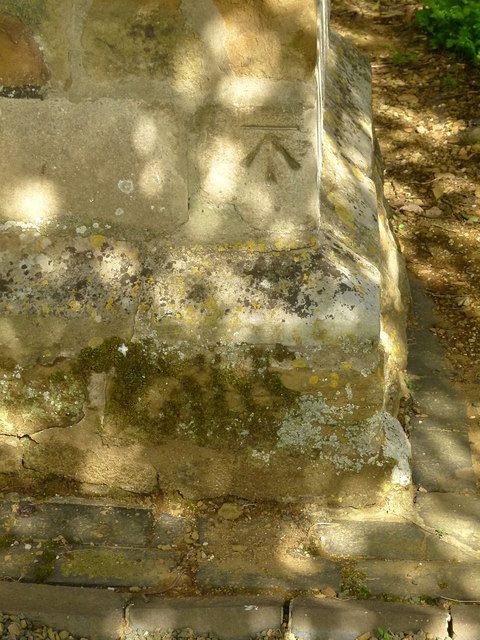 Bench mark, St Peter's Church, Saxelbye