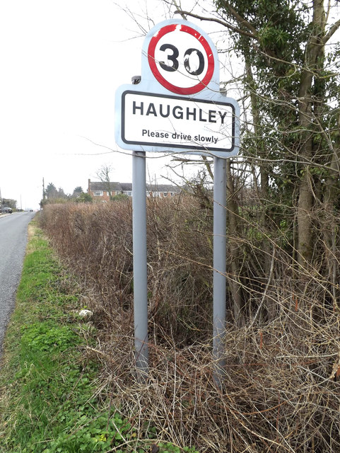 Haughley Village Name sign on Station Road