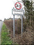 TM0362 : Haughley Village Name sign on Station Road by Geographer