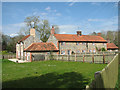 Flint and brick cottages in Rushford village