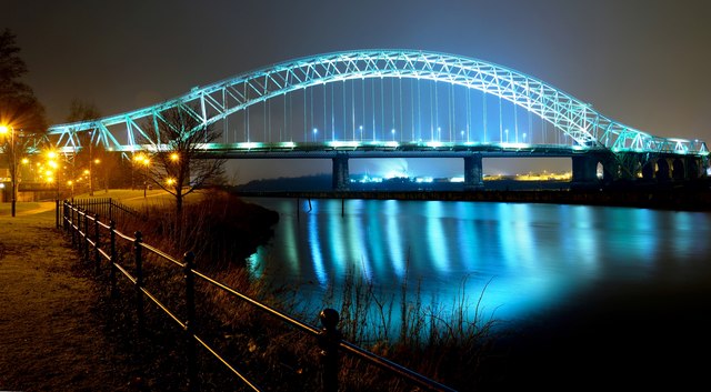 Silver Jubilee Bridge at night