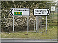 TM0360 : Roadsigns on Tot Hill by Geographer