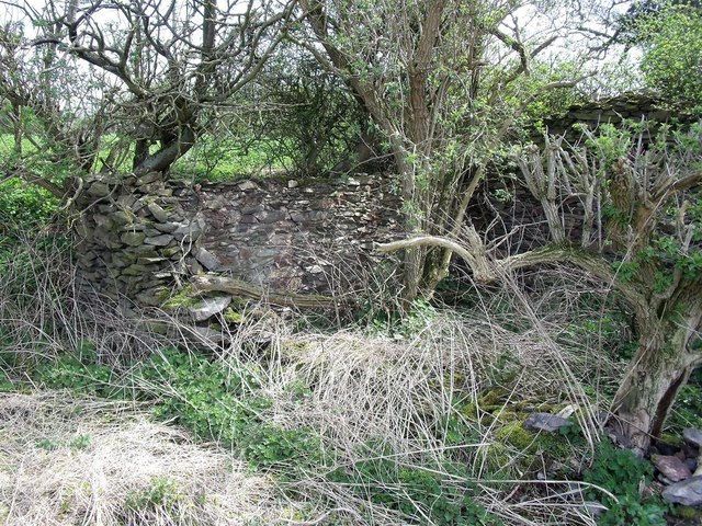 Ruined farm building in the bed of the Charnwood Forest Canal