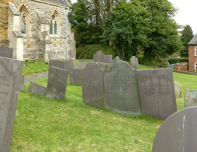 Slate headstones, Upper Broughton... © Alan Murray-Rust cc-by-sa/2.0 ...