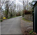 Yellow grit box alongside Mynachdy Road, Ynysybwl