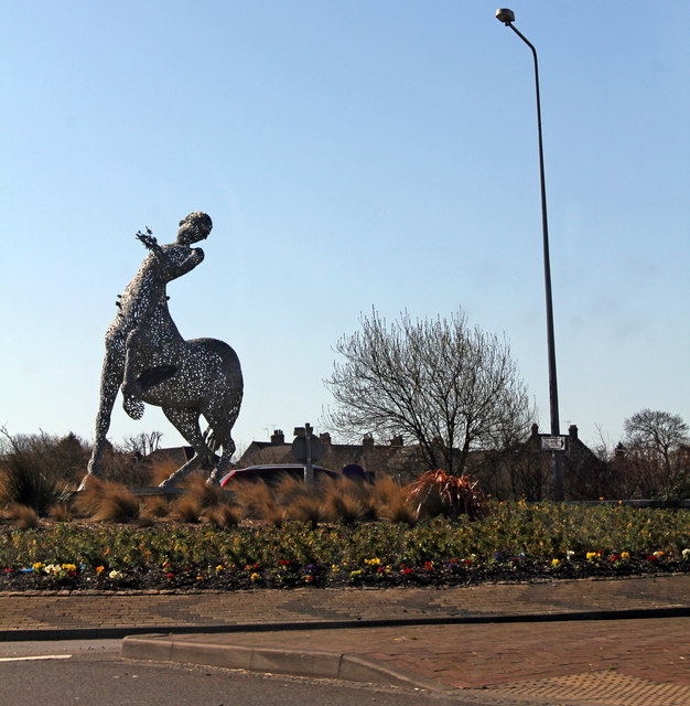 Andy Scott's Centaur Town Meadows roundabout Uttoxeter