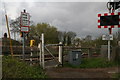 TF3752 : Pedestrian crossing over the railway, Hobhole bank near Leake Commonside by Chris