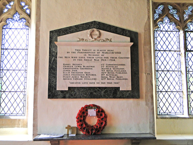 Marlesford World War One Memorial © Adrian S Pye cc-by-sa/2.0 ...