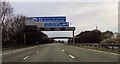 Motorway signs and footbridge