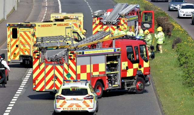 Road traffic accident, Sydenham bypass, Belfast - April 2015(3)