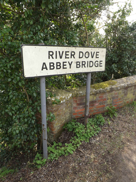 River Dove Abbey Bridge sign