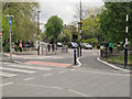 Start of new cycle lane at the Royal Standard