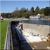 SX9291 : Constructing a fish ladder in Exeter's flood relief channel by David Smith