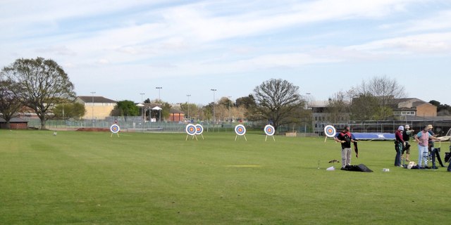 Archery on the playing field of Exeter School