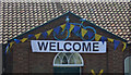 Blue and yellow bicycle on Sewerby Methodist church