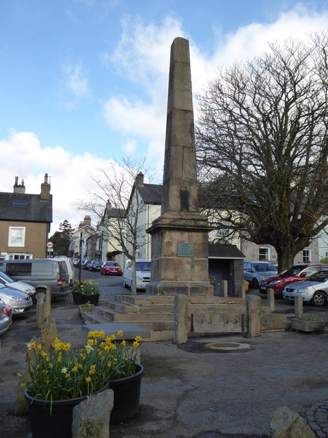 Obelisk in the square in Broughton in Furness