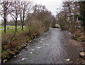 Afon Lwyd downstream from a footbridge, Croesyceiliog, Cwmbran