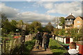 View along the Lea towpath back towards Hertford East station