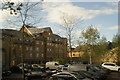 View of houses on Stewart Place from the train at Ware station