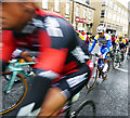 The Tour De Yorkshire peloton passes through Barnsley town centre