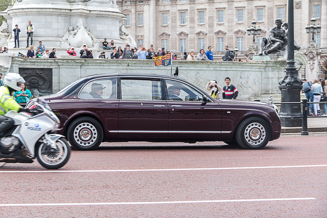 Queen Elizabeth II in Car in The Mall, London SW1