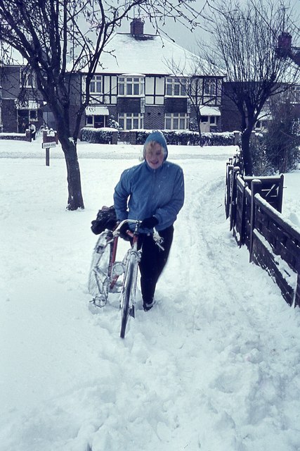 Snow and a Cyclist