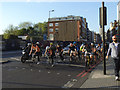 TQ3279 : Cyclists ahead of the traffic, Borough High Street by Stephen Craven