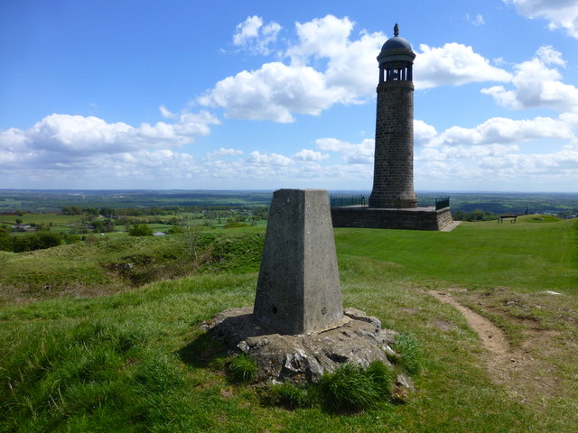 The trig. point and war memorial at Crich