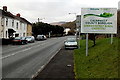 Caerphilly County Borough boundary sign viewed from Newport