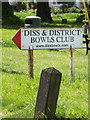 TM1179 : Diss & District Bowls Club sign by Geographer