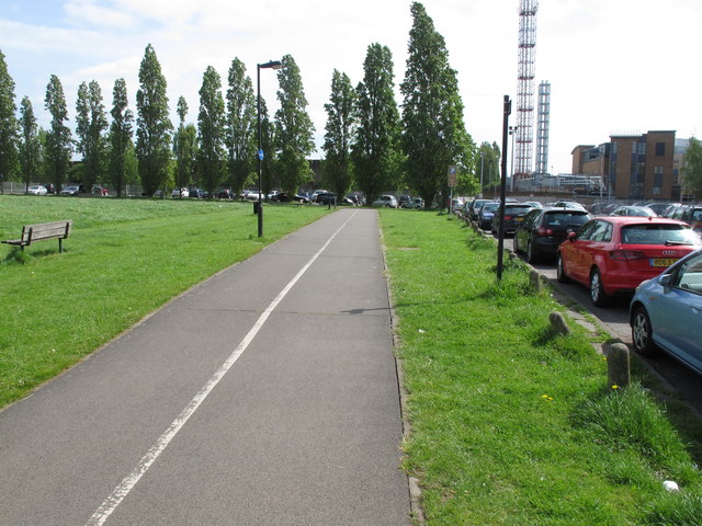 Wormwood Scrubs car park, cycle track, stadium