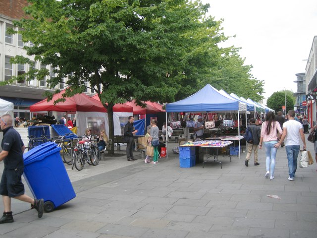 Street market, south end of Above Bar Street, Southampton