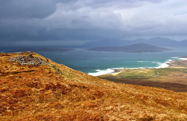 On Meabhal looking to Taransay and North Harris hills
