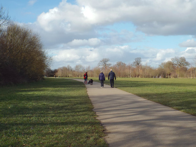 Looking northwest along the main path, Lavender Hall Park, Balsall Common