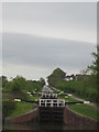 Looking up the Caen Hill Lock Flight