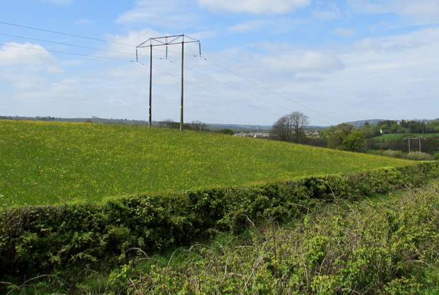 Power lines on the south side of the A40, Whitland
