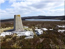 NY9695 : Trig point with view of Darden Lough by Russel Wills