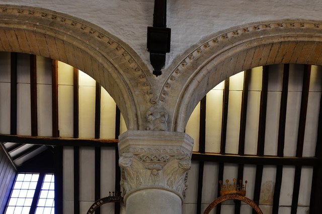 Oakham Castle: Carved capital in the Great Hall 1