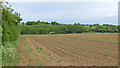 Looking over arable land to sewage works, Monks Eleigh