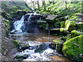 SE0722 : Waterfall on Maple Dean Clough, Greetland / Norland by Humphrey Bolton