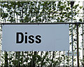 TM1279 : Diss Railway Station signs by Geographer