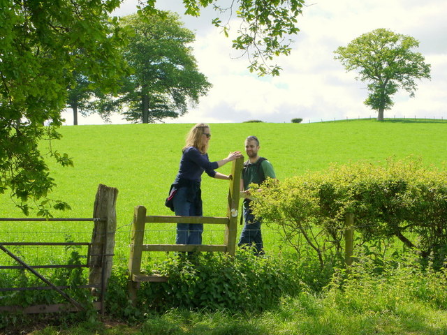 Two walkers on the Newcourt Farm path, 1