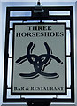 Sign for the Three Horseshoes, Leamside